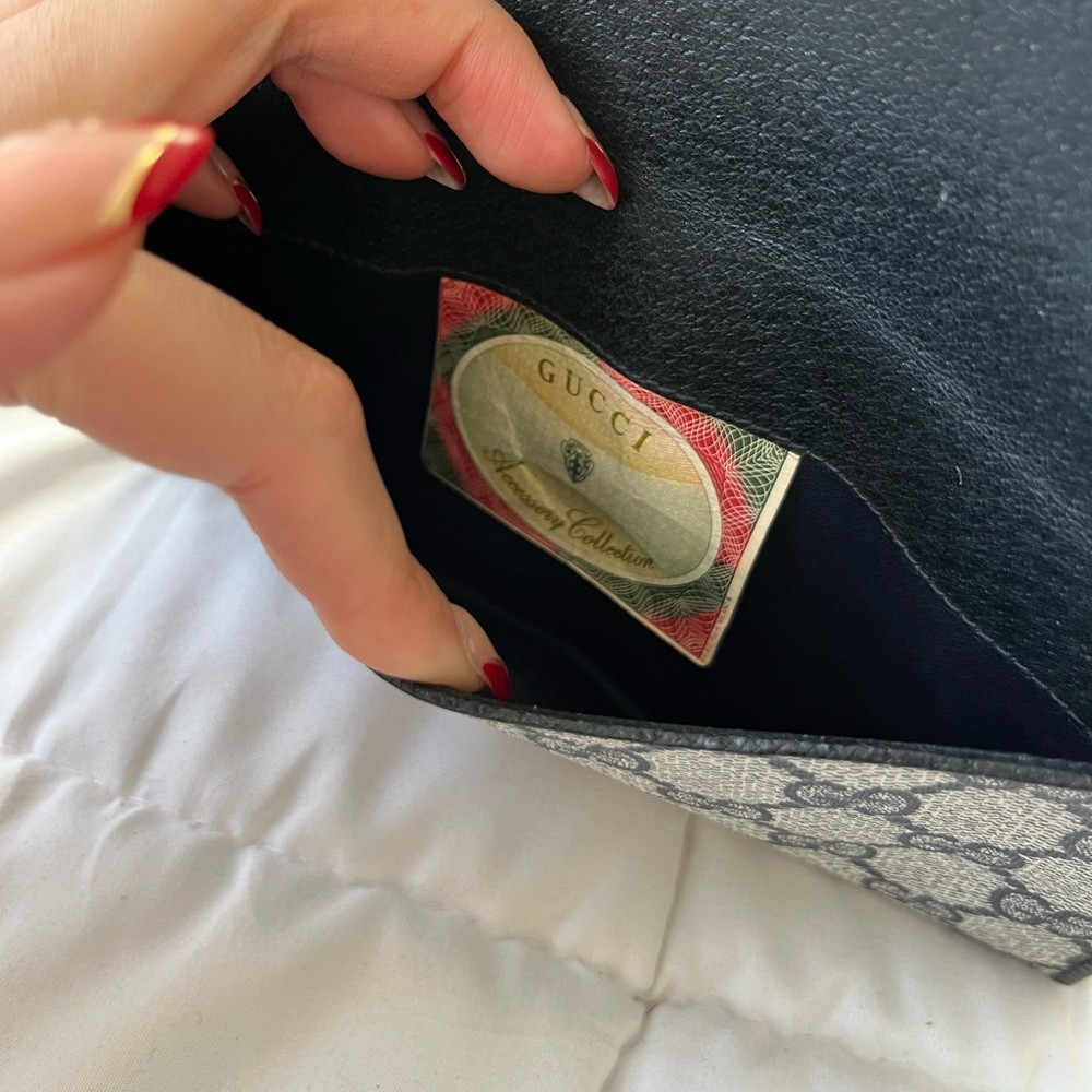 Vintage Gucci Bifold Long Wallet Blue Canvas - Picture 11 of 12